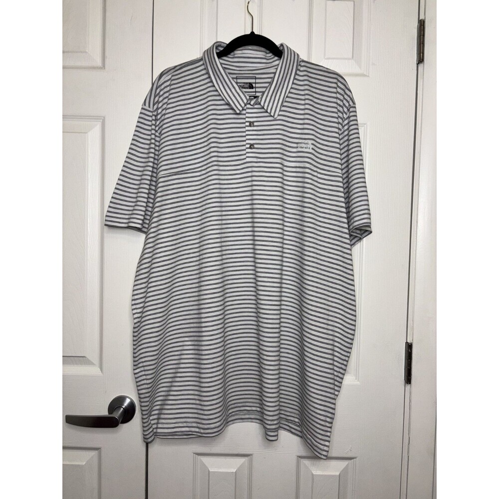 NEW The North Face Men's Striped Terrain Polo Size XXL Gray White Casual NWT